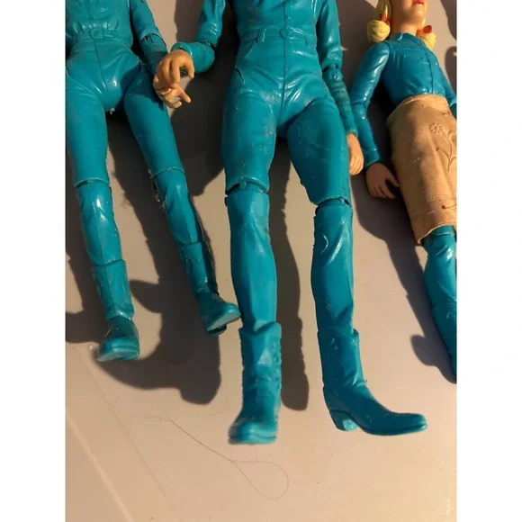 Vintage Marx Toys Johnny West Jane West Figures and Horse Lot Blue Western Style - Picture 12 of 13